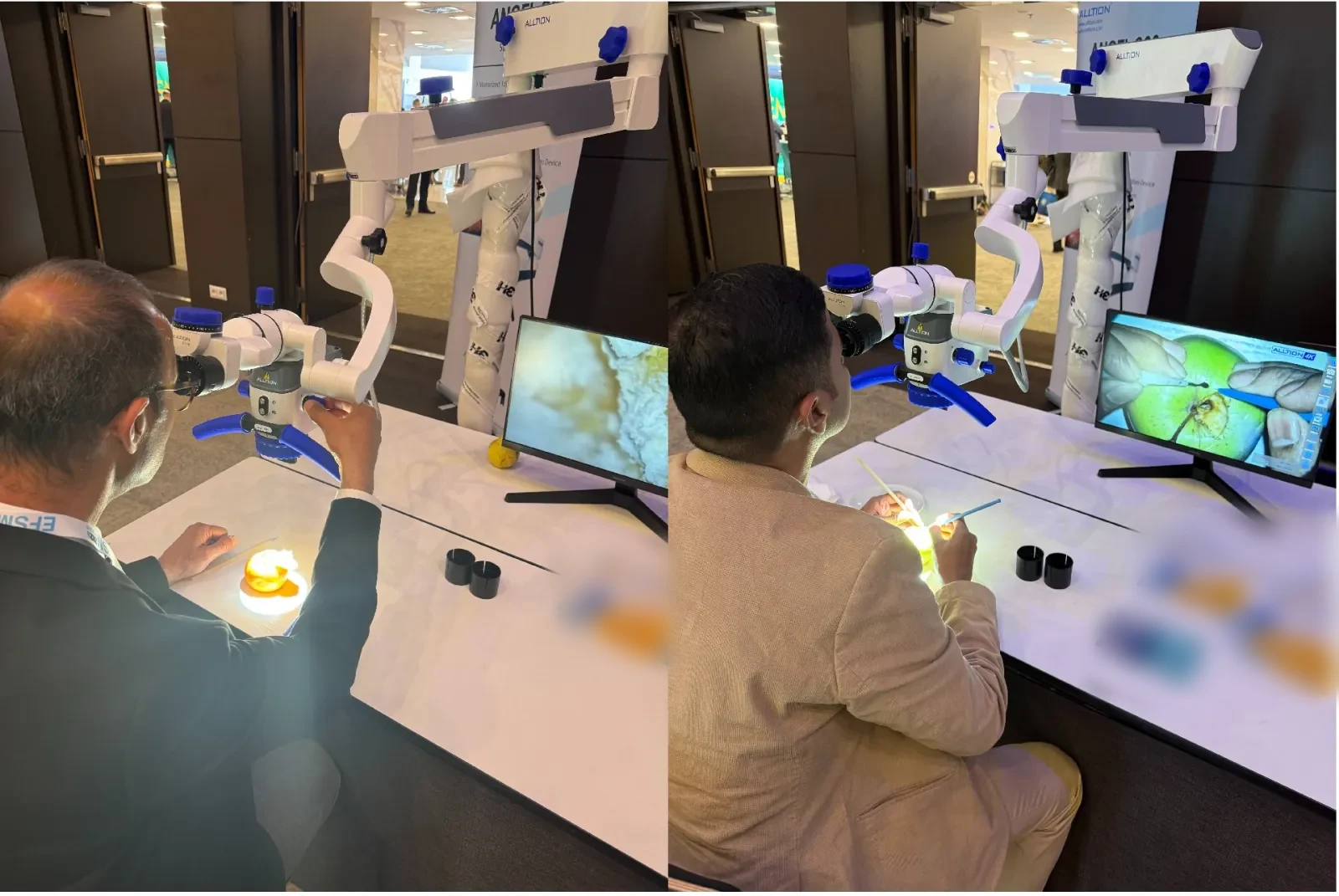 Clinicians at an Alltion microscope demonstration